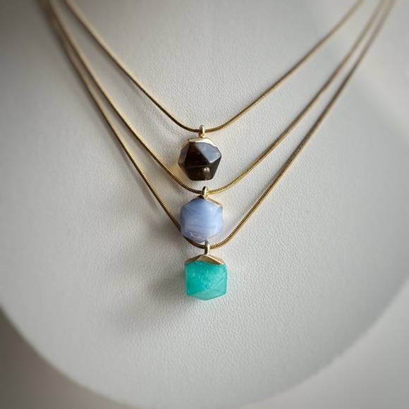 Natural Crystal Pendant Necklace Set (3 necklaces included), Jewelry Gift Set - Picture 5 of 9